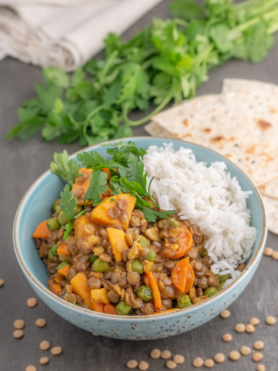 Curry z zielonej soczewicy